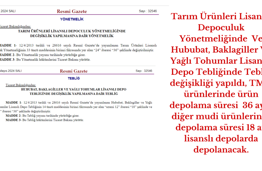 Lisanslı Depolarda Ürün Depolama Süreleri Değişti