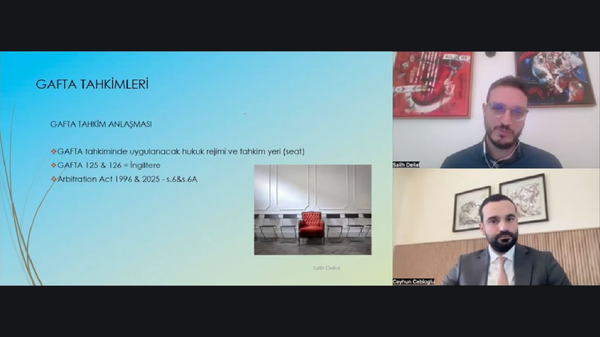 Şubat ayında derneğimiz Denetleme Kurulu üyelerimizden Avukat Ceyhun CEBİOĞLU ve dernek üyemiz Arbitratör Salih DELLAL’ın katılımıyla online platformda “Gafta Tahkimleri ve Ticaret Pratikleri” konulu paneli düzenledik.